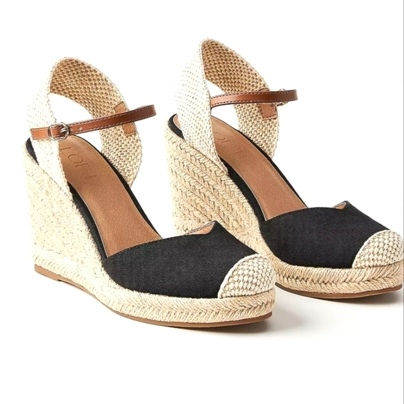 NEW! LOFT Black Espadrille Wedge Sandals 10. - Picture 1 of 8